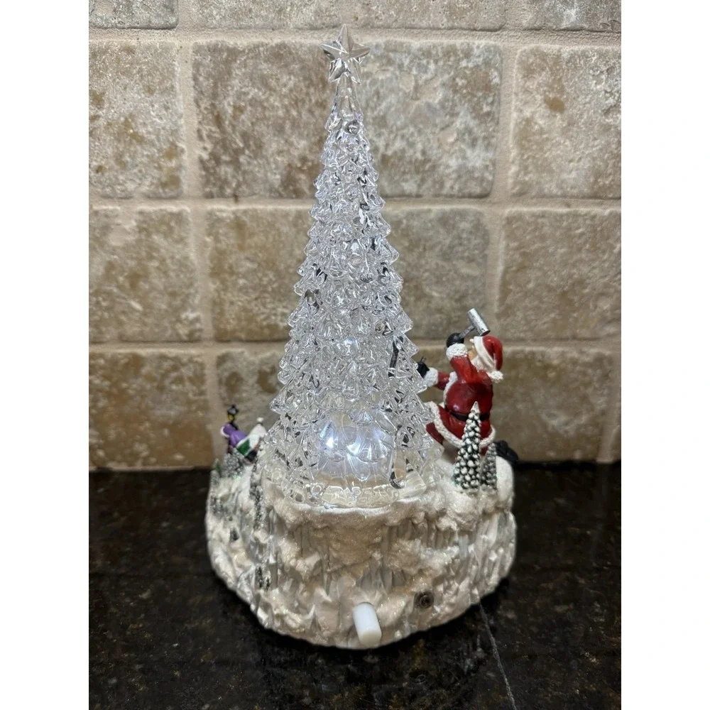 Icy Craft Christmas Tree LED Musical Scene Santa Trains 8 Songs Motion Decor NEW